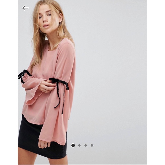 ASOS vero moda pink tie sleeve top - Picture 3 of 8